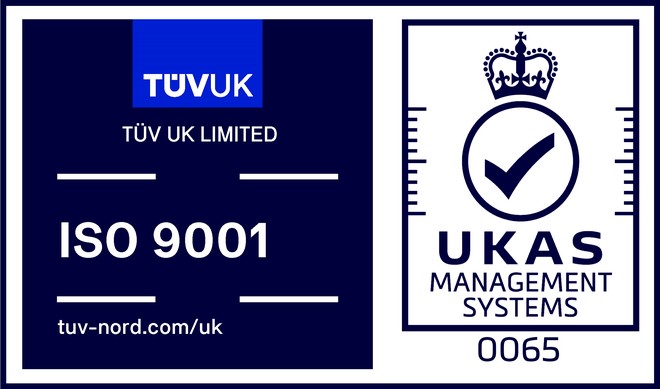ISO 9001:2015 certified by TUV UK Ltd, UKAS accredited certification body 0065